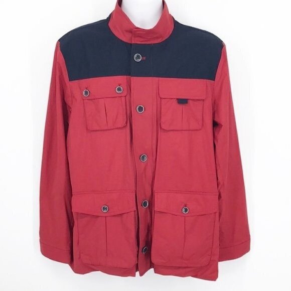 UNTUCKit Men's Lanson Nylon Red & Black Pockets Lightweight Jacket L - Picture 1 of 11